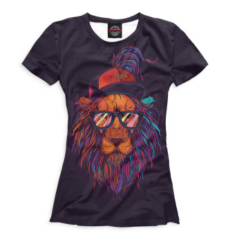Футболка для девочек Lion with glasses
