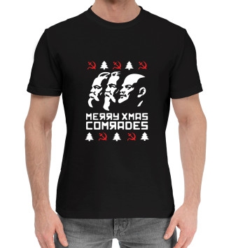 Мужская Хлопковая футболка Merry Xmas Comrades