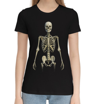 Женская Хлопковая футболка Стоящий скелет