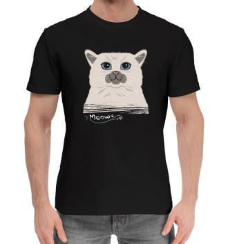 Мужская Хлопковая футболка Кот Meow