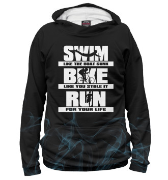 Мужское Худи Swim Bike Run Triathlon