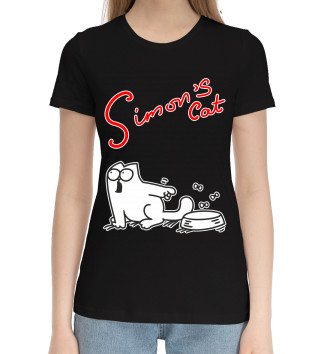 Женская Хлопковая футболка Кот Саймона хочет кушать