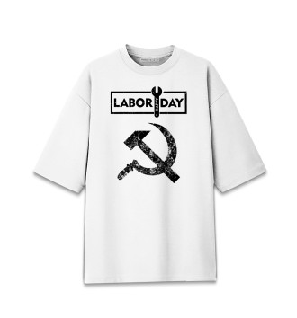 Мужская Хлопковая футболка оверсайз День труда