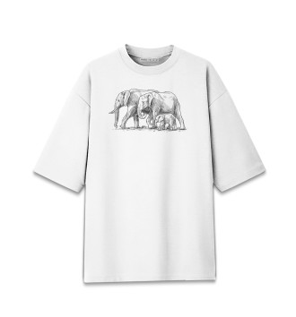 Хлопковая футболка оверсайз Слоны