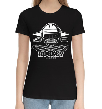 Женская Хлопковая футболка Hockey league