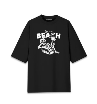 Женская Хлопковая футболка оверсайз Жизнь это Пляж