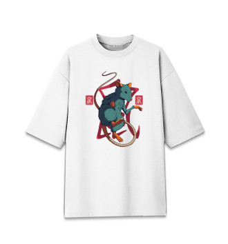 Мужская Хлопковая футболка оверсайз Китайская Крыса