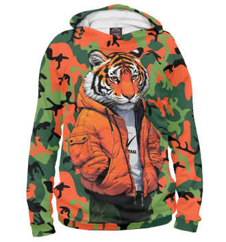 Мужское Худи Тигр в оранжевой куртке