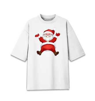 Мужская Хлопковая футболка оверсайз Санта в золоте