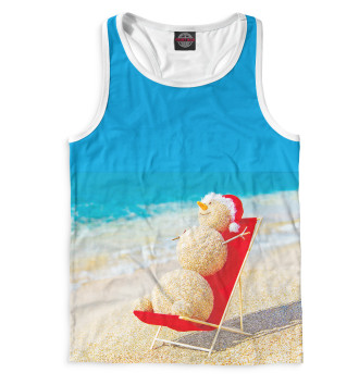 Мужская Борцовка Снеговик на пляже