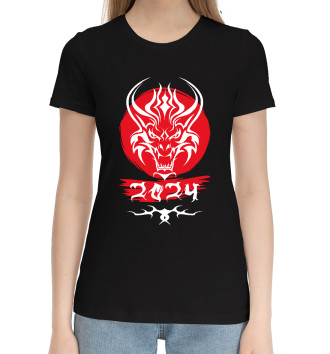 Женская Хлопковая футболка Дракон 2024