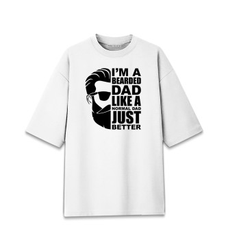 Мужская Хлопковая футболка оверсайз Бородатый папа