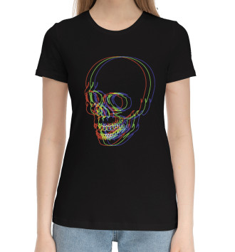Женская Хлопковая футболка Neon skull