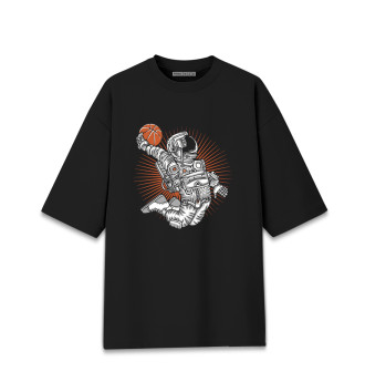 Женская Хлопковая футболка оверсайз Space basketball