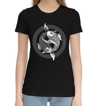 Женская Хлопковая футболка Рыбный Инь Янь