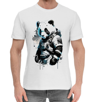Мужская Хлопковая футболка Панда космонавт
