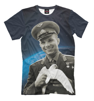 Мужская Футболка Гагарин с голубем мира