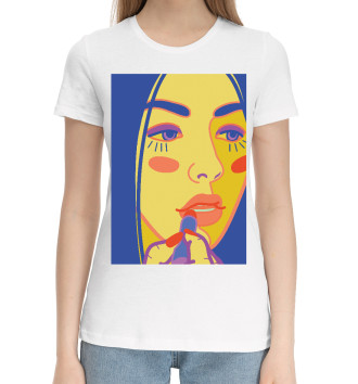 Хлопковая футболка Яркий женский портрет в стиле поп-арт