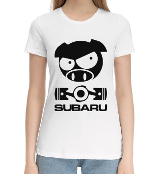Женская Хлопковая футболка SUBARU