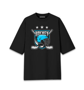 Мужская Хлопковая футболка оверсайз Hockey