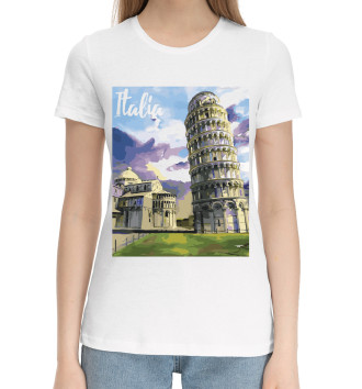 Женская Хлопковая футболка Италия, Пиза