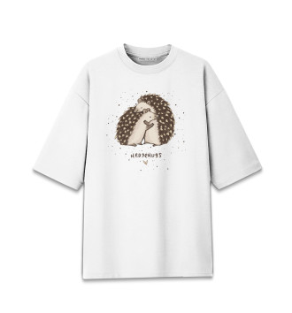 Женская Хлопковая футболка оверсайз Влюбленные ежики