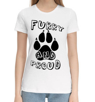 Женская Хлопковая футболка Furry proud