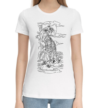 Женская Хлопковая футболка Tiger tattoo