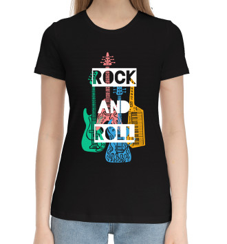 Женская Хлопковая футболка Rock and roll