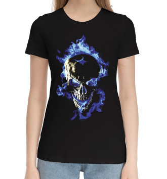 Женская Хлопковая футболка Neon skull