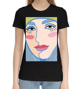 Хлопковая футболка Женское лицо с яркими губами