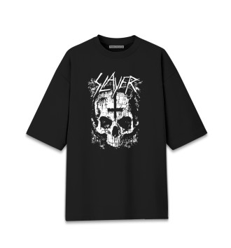 Женская Хлопковая футболка оверсайз Slayer (cross)