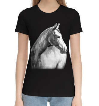 Женская Хлопковая футболка Мечтательный конь
