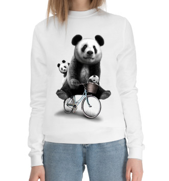 Женский Хлопковый свитшот Панда на велосипеде