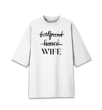 Хлопковая футболка оверсайз Wife белый фон