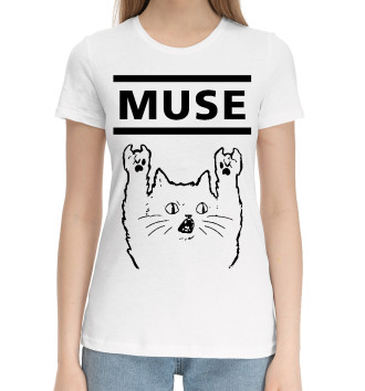 Женская Хлопковая футболка Muse - Rock Cat