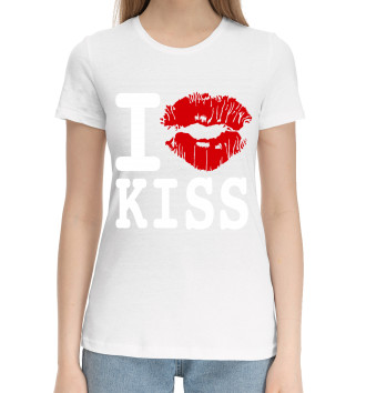 Женская Хлопковая футболка Я люблю целоваться