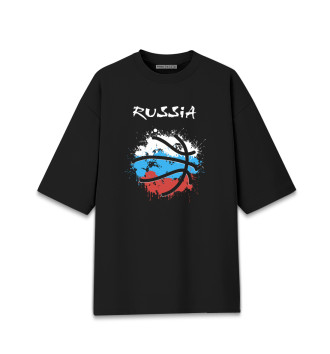 Хлопковая футболка оверсайз Россия - Баскетбол
