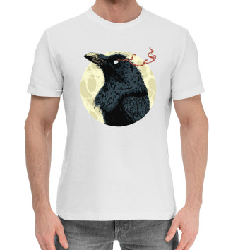 Хлопковая футболка Ворон на фоне луны