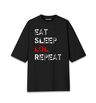 Хлопковая футболка оверсайз Eat Sleep LOL Repeat