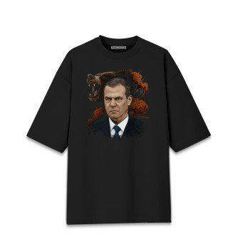 Хлопковая футболка оверсайз Дмитрий Медведев с медведем