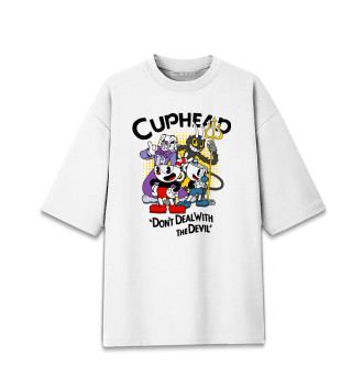 Мужская Хлопковая футболка оверсайз Cuphead, главный герои
