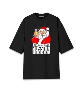 Мужская Хлопковая футболка оверсайз Прикольный Дед Мороз (4.2)