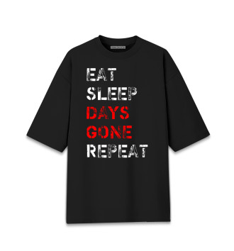 Мужская Хлопковая футболка оверсайз Eat Sleep Days Gone Repeat