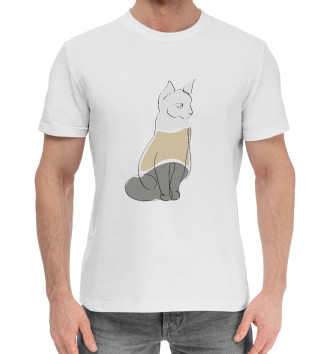 Мужская Хлопковая футболка Кот трехцветный