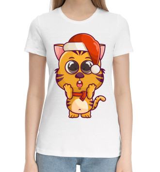 Женская Хлопковая футболка Кот