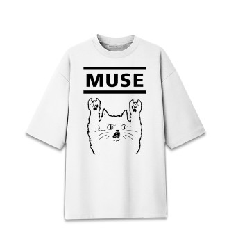 Мужская Хлопковая футболка оверсайз Muse - Rock Cat