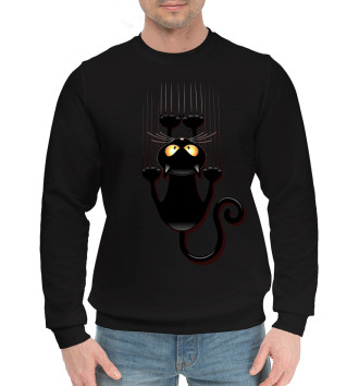 Мужской Хлопковый свитшот Черный кот