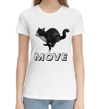 Женская Хлопковая футболка Move cat