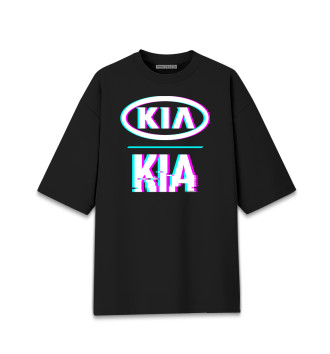 Хлопковая футболка оверсайз Значок KIA Glitch